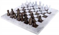 большие утяжеленные мраморные шахматы ручной работы в бело-сером океаническом дизайне - идеально подходят для взрослых, турниров и подарков послам логотип