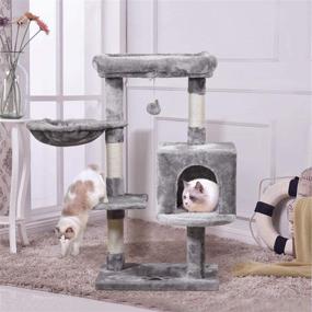 img 3 attached to MQ Cat Tree Tower with Plush Perches, Condo, Hammock & Scratching Post for Kittens and Large Cats - Light Gray