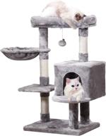 mq cat tree tower with plush perches, condo, hammock & scratching post for kittens and large cats - light gray logo