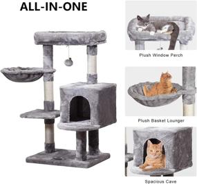 img 2 attached to MQ Cat Tree Tower with Plush Perches, Condo, Hammock & Scratching Post for Kittens and Large Cats - Light Gray