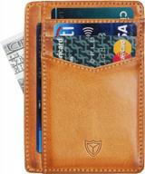 leather slim men's rfid card holder wallet, thin front pocket credit card case logo