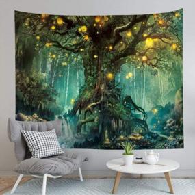 img 1 attached to Fantasy Magical Forest Tapestry With Elves Tree Of Life Wall Hanging - 79"X59" (RB-FMF-1)