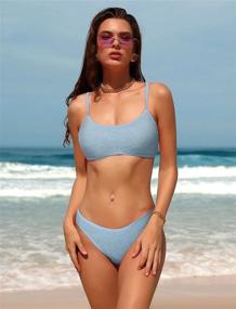 img 1 attached to Beautyin Women'S Sparkle Bandeau Bikini Set With High Cut Bottoms For Two Piece Bathing Suit