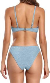 img 3 attached to Beautyin Women'S Sparkle Bandeau Bikini Set With High Cut Bottoms For Two Piece Bathing Suit