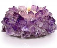 illuminate your space with kalifano's natural amethyst cluster candle holder - energize and heal with this decorative geode votive logo