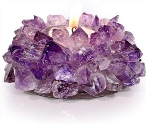 img 4 attached to Illuminate Your Space With KALIFANO'S Natural Amethyst Cluster Candle Holder - Energize And Heal With This Decorative Geode Votive