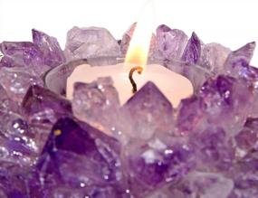 img 2 attached to Illuminate Your Space With KALIFANO'S Natural Amethyst Cluster Candle Holder - Energize And Heal With This Decorative Geode Votive