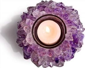 img 3 attached to Illuminate Your Space With KALIFANO'S Natural Amethyst Cluster Candle Holder - Energize And Heal With This Decorative Geode Votive