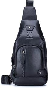 img 3 attached to Универсальная кожаная сумка-слинг: идеально подходит для приключений на свежем воздухе и повседневного использования - для мужчин и женщин