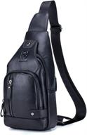 versatile leather sling bag: ideal for outdoor adventures and everyday use - men and women logo