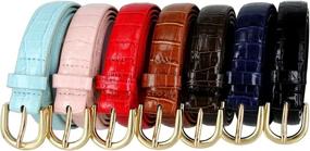 img 1 attached to Womens Skinny Alligator Embossed Leather Women's Accessories at Belts