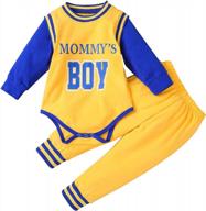 fall sports ready: baby boy basketball clothes set with long sleeve yellow romper and pants logo