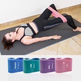 img 4 attached to 4 Pack Of Resistance Loop Bands For Full Body Workout, Pilates, Yoga, And Physical Therapy - Varying Resistance Levels For Legs And Butt, Home Fitness And Muscle Training