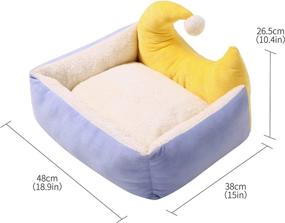 img 3 attached to 🌙 HATELI Luxury Moon Shaped Pet Bed: 18in Small Dog and Cat Bed with Anti-Slip Water-Resistant Bottom, Super Soft Durable Fabric, Washable Pet Beds