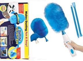 img 4 attached to 🌀 Revolutionize Your Cleaning Routine with 360° Spin Hurricane Electric Feather Duster Vacuum Cleaner - Touch Button Operated, Battery Powered, Larpipao Blue Multifunction Electric Duster