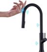 touch-on kitchen faucet w/ pull down sprayer & 2-way pull out sprayer - kpf-1322b-t, lead free brass, matte black logo