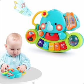 img 4 attached to IPlay ILearn Baby Musical Elephant Toy - электронная обучающая сенсорная фортепианная клавиатура для мальчиков и девочек в возрасте от 6 до 24 месяцев