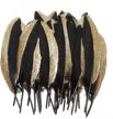 50pcs dipped gold & silver goose feathers 6-8 inch natural feather for a variety of crafts and apparel (black half gold) 1 logo