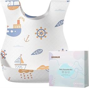 img 4 attached to 👶 20-Piece SEEDNUR Disposable Waterproof Bibs for Toddlers & Babies – Easy-Clean Bibs for Eating