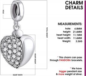 img 2 attached to 925 Sterling Silver "I Love You" Heart Pendant Charm With 5A Cubic Zirconia For Women Girls Wife Mom Daughter Friends Bracelet