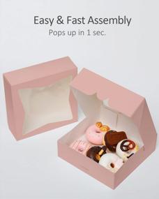 img 3 attached to 15-Pack Pink Pie Boxes 8X8X2.5In With Window - 380 GSM Thick & Sturdy For Cookies, Donuts, Cakes & Pastries