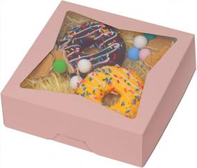 img 4 attached to 15-Pack Pink Pie Boxes 8X8X2.5In With Window - 380 GSM Thick & Sturdy For Cookies, Donuts, Cakes & Pastries