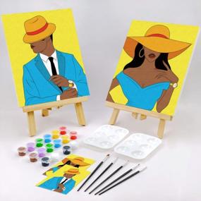img 3 attached to VOCHIC Couples Paint Party Kit: предварительно нарисованный холст для взрослых - идеально подходит для рисования и вечернего свидания, игр и развлечений - элегантный дизайн для дам и джентльменов (2 упаковки, 8X10)