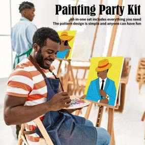 img 2 attached to VOCHIC Couples Paint Party Kit: Pre-Drawn Canvas For Adults - Perfect For Paint And Sip Date Night, Games, And Fun - Elegant Design For Ladies And Gentlemen (2 Pack, 8X10)