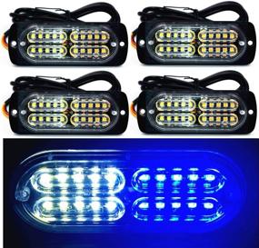 img 4 attached to 12-24V 20-LED Super Bright Emergency Warning Caution Hazard Construction Waterproof Amber Strobe Light Bar With 16 Different Flashing For Car Truck SUV Van - 4PCS (White Blue)