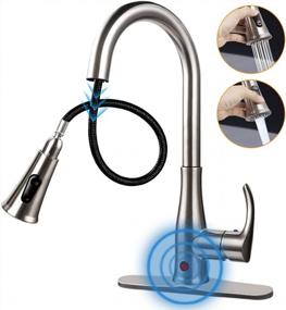img 4 attached to Brushed Nickel Touchless Kitchen Faucet With Pull Down Sprayer, Dual Function Spray Head, Single Handle Automatic Motion Sensor, One Hole/3 Hole Deck Mount - Ideal For Kitchen Sink