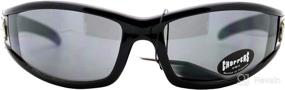 img 3 attached to Black/Blue Flame Wraparound Motorcycle Sunglasses - Choppers Biker Shades