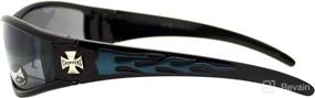 img 1 attached to Black/Blue Flame Wraparound Motorcycle Sunglasses - Choppers Biker Shades