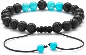img 1 attached to Unisex Braided Rope Bracelet With 8Mm Lava Rock Beads For Aromatherapy, Anxiety Relief And Essential Oil Diffusion - Natural Stone Yoga Gift, Style #21017