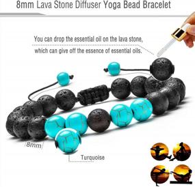 img 3 attached to Unisex Braided Rope Bracelet With 8Mm Lava Rock Beads For Aromatherapy, Anxiety Relief And Essential Oil Diffusion - Natural Stone Yoga Gift, Style #21017