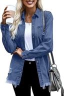 dokotoo boyfriend oversized trucker distressed women's coats, jackets & vests - fashionable and comfortable clothing! logo