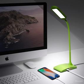 img 2 attached to 🌿 Green Desk Lamps for Home Office - Ultra-Bright Small Desk Lamp with USB Charging Port, an Ideal LED Desk Light for Study, Bedside Reading and Productivity Boost