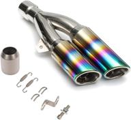 🔉 neeknn slip on exhaust with moveable db killer: stainless steel muffler for dirt bike, street bike, scooter, atv racing (colorful-silver, 1.5-2 inlet) логотип