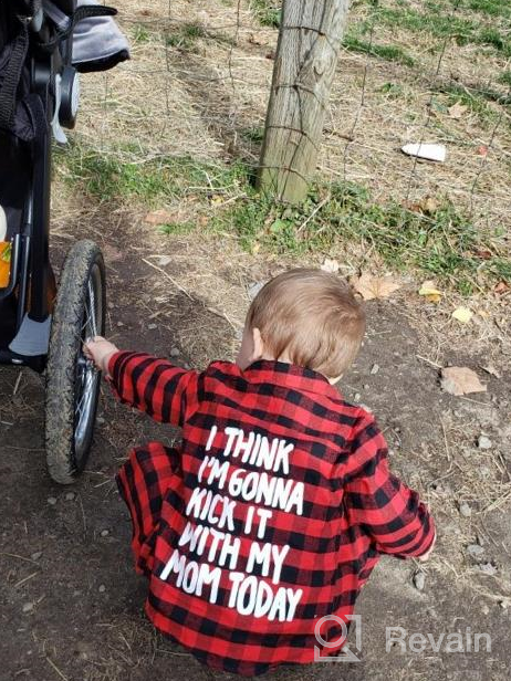 img 1 attached to Adorable Kids Baby Letters Print Long Sleeve Button Down Red Plaid Flannel Shirt - Perfect for Little Boys and Girls! review by Bruce Willam