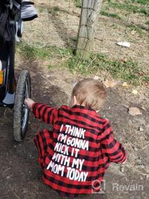 img 5 attached to Adorable Kids Baby Letters Print Long Sleeve Button Down Red Plaid Flannel Shirt - Perfect for Little Boys and Girls!