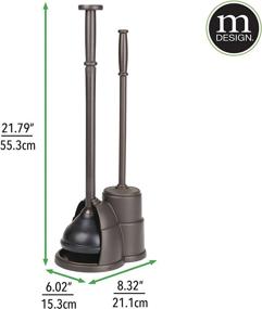 img 1 attached to 🚽 Bronze Toilet Brush and Plunger Combo Set with Compact Freestanding Holder - mDesign Slim, Sturdy, Heavy Duty, Deep Cleaning, Covered Brush - Ideal for Bathroom Storage Organization