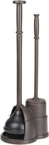 img 4 attached to 🚽 Bronze Toilet Brush and Plunger Combo Set with Compact Freestanding Holder - mDesign Slim, Sturdy, Heavy Duty, Deep Cleaning, Covered Brush - Ideal for Bathroom Storage Organization