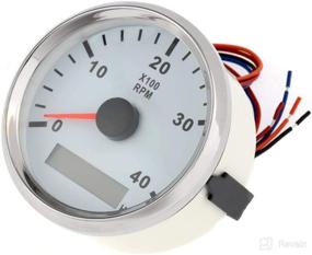 img 3 attached to AUXMART Tachometer Gauge 0-4000 RPM 85mm: High-Quality Hour Meter with Red Backlight for Marine Boat Yacht Car Truck, White