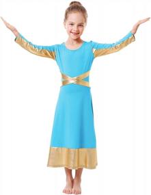 img 3 attached to Loose Fit Metallic Gold Cross Praise Dance Tunic For Girls - Full Length Liturgical Dancewear Ideal For Worship And Performances