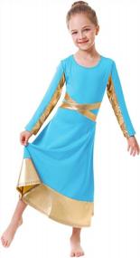 img 2 attached to Loose Fit Metallic Gold Cross Praise Dance Tunic For Girls - Full Length Liturgical Dancewear Ideal For Worship And Performances
