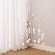 👶 adorable light blue baby crib mobile: felt ball hanging toys, wind chimes & nursery decor for newborn, boys and girls logo