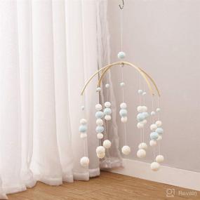 img 4 attached to 👶 Adorable Light Blue Baby Crib Mobile: Felt Ball Hanging Toys, Wind Chimes & Nursery Decor for Newborn, Boys and Girls