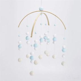 img 1 attached to 👶 Adorable Light Blue Baby Crib Mobile: Felt Ball Hanging Toys, Wind Chimes & Nursery Decor for Newborn, Boys and Girls