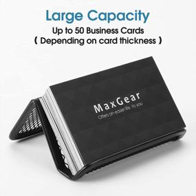 img 3 attached to 3 Pack MaxGear Business Card Holder - 50 Capacity Metal Mesh Desk Stand Organizer, Black