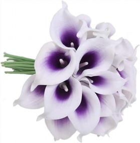 img 2 attached to 20Pcs Lifelike Artificial Calla Lily Flowers Purple For DIY Bridal Bouquet Centerpieces - Veryhome Home Decor (Purple White)