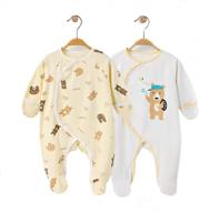 unisex baby footed pajamas 0-3 months - 100% cotton infant footie unionsuit with built-in mittens for sleep and play by cobroo logo